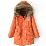 Long Fur Collar Parkas - Cotton Outwear