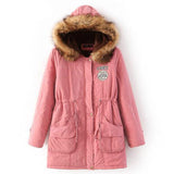Long Fur Collar Parkas - Cotton Outwear