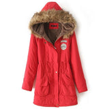 Long Fur Collar Parkas - Cotton Outwear