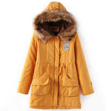 Long Fur Collar Parkas - Cotton Outwear