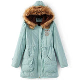 Long Fur Collar Parkas - Cotton Outwear