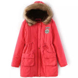 Long Fur Collar Parkas - Cotton Outwear
