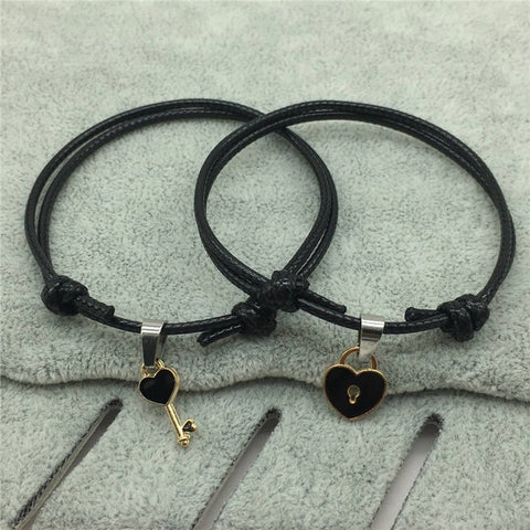 Key Heart Lock Charm Bracelet