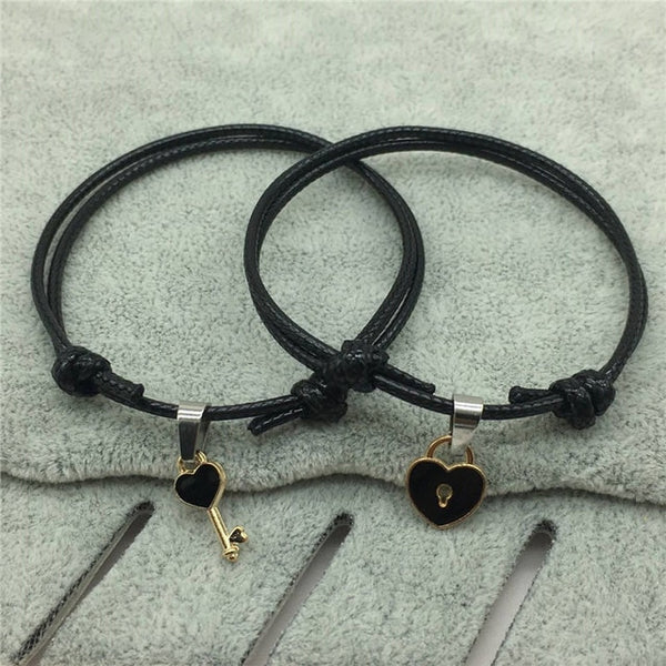 Key Heart Lock Charm Bracelet
