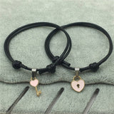 Key Heart Lock Charm Bracelet