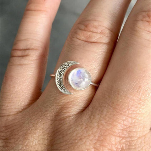 Handmade Natural Moonstone Charm Ring