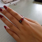Black Gun Plated Ruby Garnet Ring