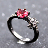 Black Gun Plated Ruby Garnet Ring