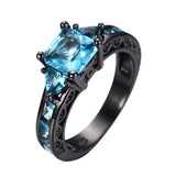 Aquamarine Black Gold Filled Ring