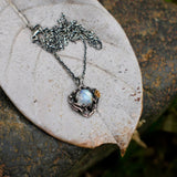 Natural Moonstone Rose Pendant Necklace