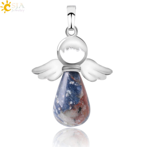 Natural Stone Angel Wings Pendant