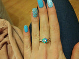 Silver White Fire Opal Flower Ring