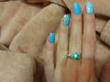 Silver White Fire Opal Flower Ring