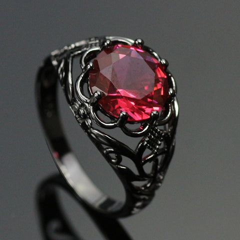 Black Gold Filled Mysterious Ruby Ring