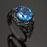 Black Gold Filled Sky Blue Sapphire Ring