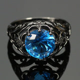 Black Gold Filled Sky Blue Sapphire Ring