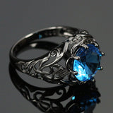 Black Gold Filled Sky Blue Sapphire Ring