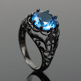 Black Gold Filled Sky Blue Sapphire Ring