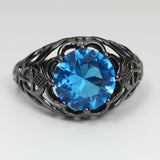 Black Gold Filled Sky Blue Sapphire Ring