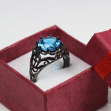 Black Gold Filled Sky Blue Sapphire Ring