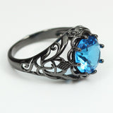 Black Gold Filled Sky Blue Sapphire Ring