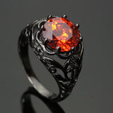 Black Gold Filled Crimson Orange Ring
