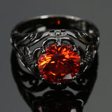 Black Gold Filled Crimson Orange Ring