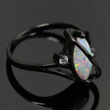 White Fire Opal Crossed Dark Ring