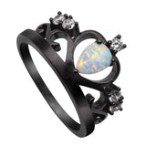 White Fire Opal Crown Dark Ring
