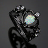 White Fire Opal Crown Dark Ring