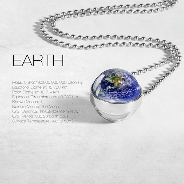 Double Sided Glass Dome Solar System Necklace