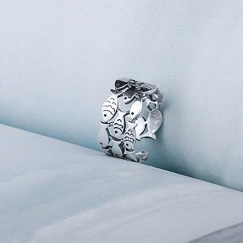 925 Sterling Silver Fish Ring