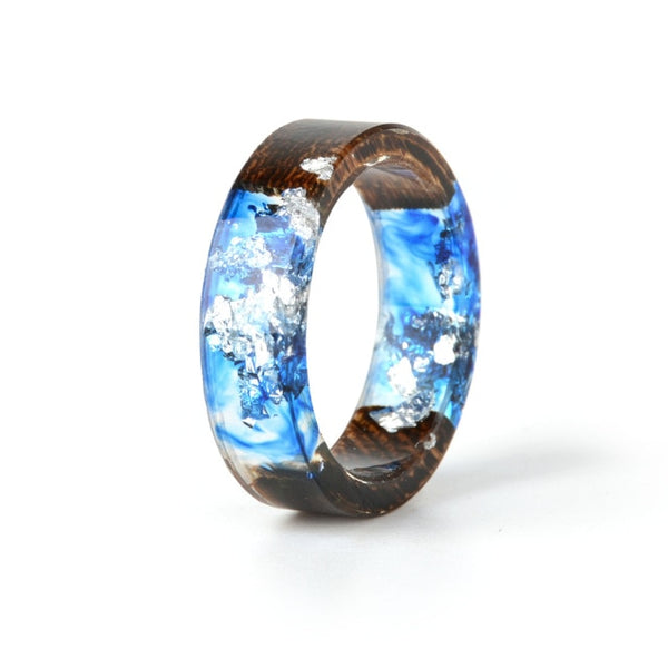 Handmade Wood Resin Flower Ring