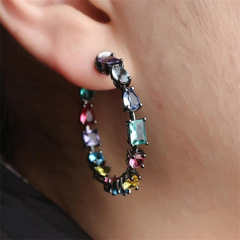 Black Copper Colorful AAA Cubic Zirconia Earring