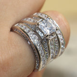 Princess Cut 925 Sterling Silver White Clear 5A CZ Stone Ring