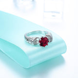 Unique Hollow Red Ruby Black and Silver Plated Ring