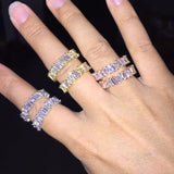 Rainbow Trapezoid Stone Rings