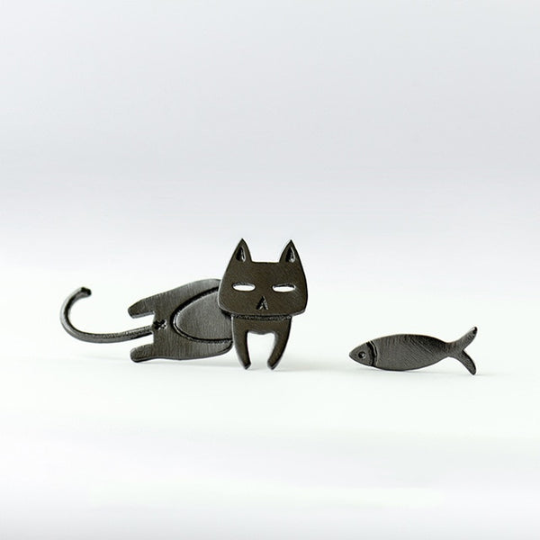 Asymmetric Cat Earrings - Allergy Free