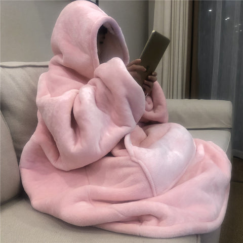 Comfy Thick Hooded Fleece Blanket