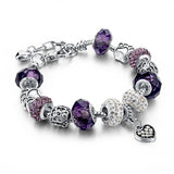 Crystal & Glass Hear Charm Beads Bracelets