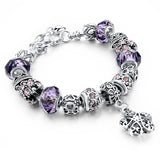 Crystal & Glass Hear Charm Beads Bracelets