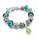 Crystal & Glass Hear Charm Beads Bracelets
