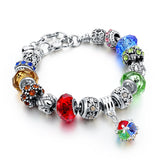 Crystal & Glass Hear Charm Beads Bracelets