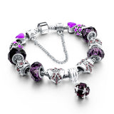 Crystal & Glass Hear Charm Beads Bracelets