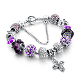 Crystal & Glass Hear Charm Beads Bracelets