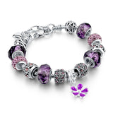 Crystal & Glass Hear Charm Beads Bracelets