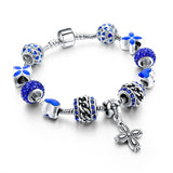 Crystal & Glass Hear Charm Beads Bracelets