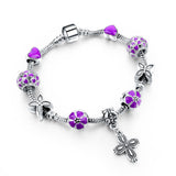 Crystal & Glass Hear Charm Beads Bracelets