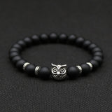 Silver Gold Owl Head Stone Lava Beads Bracelets