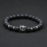 Silver Gold Owl Head Stone Lava Beads Bracelets